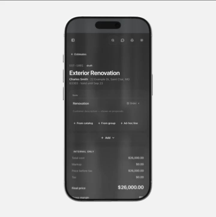Eret estimate on an iPhone